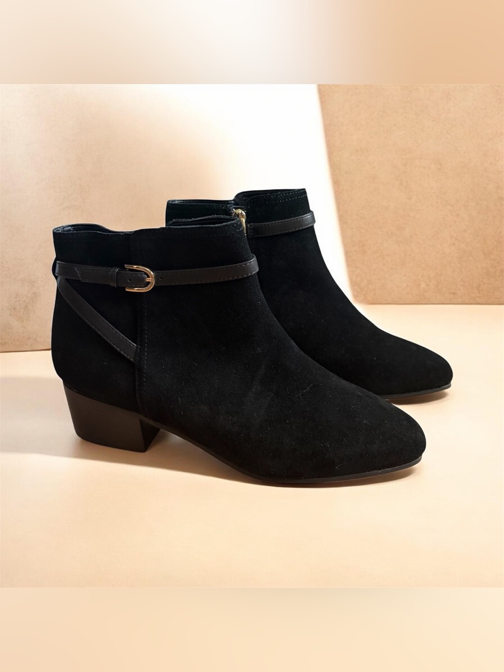 Talbots Genuine Leather Upper Women's Black Ankle Boots /Low Block Heel Sz 8.5